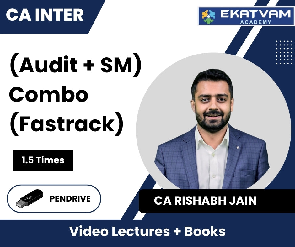 CA Inter (Audit + SM) Combo (Fastrack) Video Lectures by CA Rishabh Jain (Pendrive, 1.5 Times)