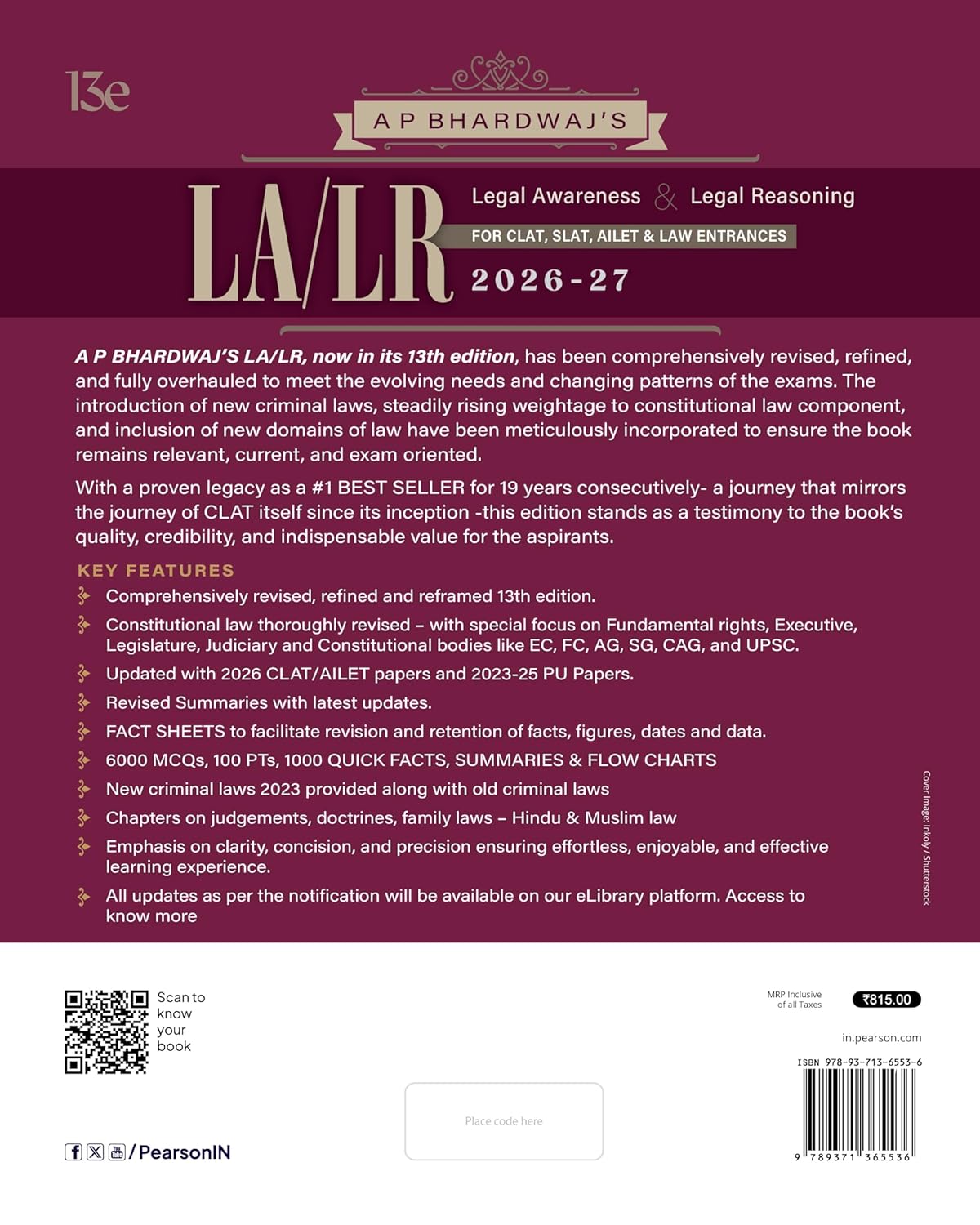 Complete CLAT Manual, Solved Papers CLAT & AILET, Legal Awareness & Reasoning and Legal Aptitude Workbook for CLAT - Books By Pearson