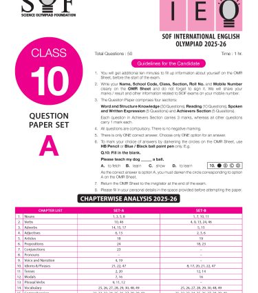 IEO Class-10 Olympiad Previous Years Papers (PYP - Set A and B) English with Sample OMR Sheet By MTG Learning