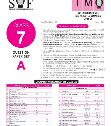 IMO Class-7 Olympiad Previous Years Papers (PYP) Mathematics with Sample OMR Sheet  - Book By MTG Learning