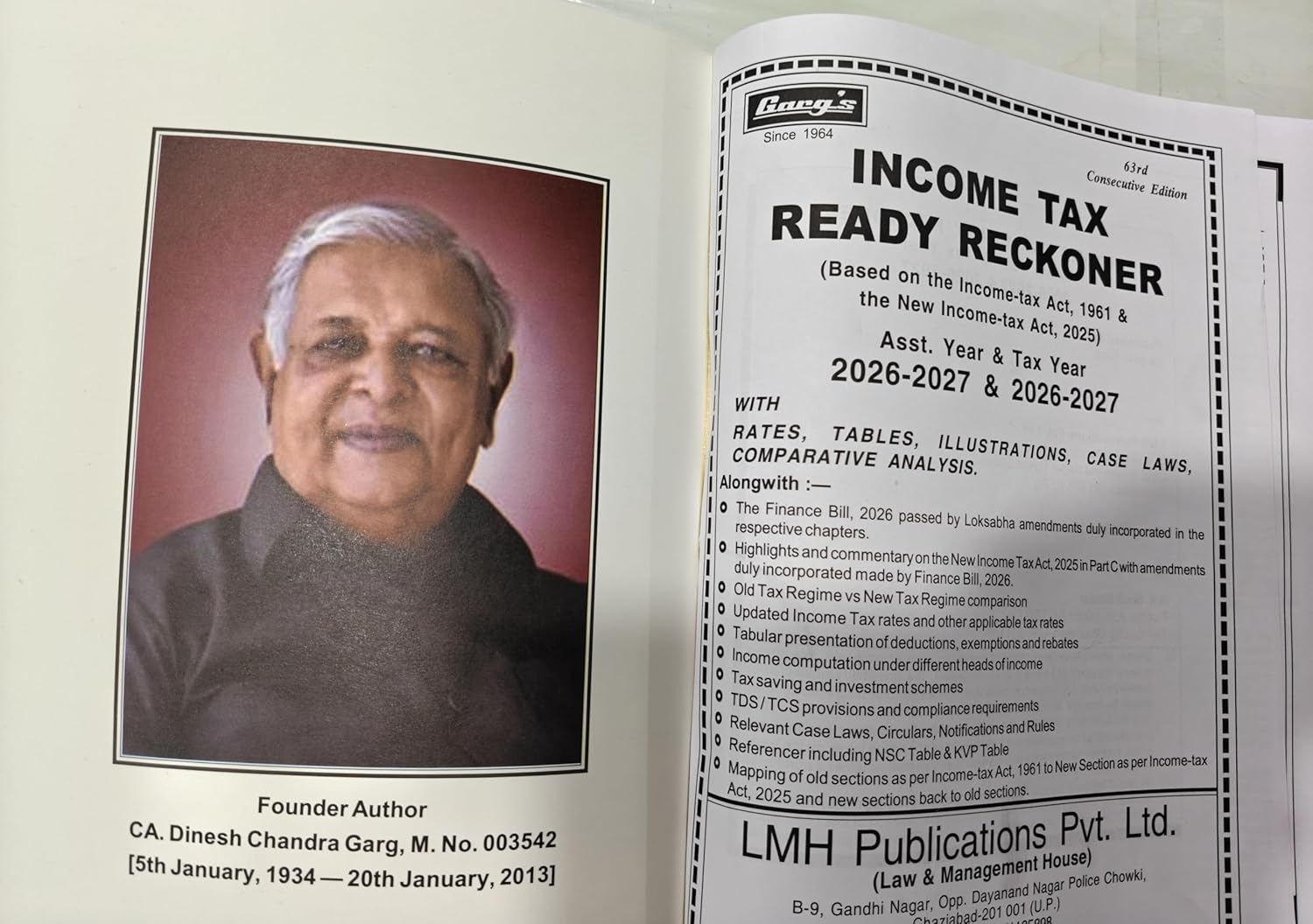 Garg's INCOME TAX READY RECKONER with Rates, Tables, Illustrations & Case Laws for Income Tax (TDS/TCS rates) Book