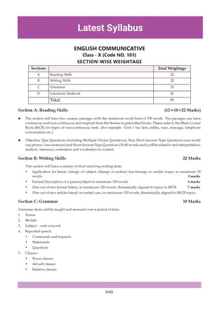 CBSE Question Bank for Class 10 English Communicative, Chapter-wise and Topic-wise - Solved Papers (2017-2026) For 2027 Exam By Oswaal Books
