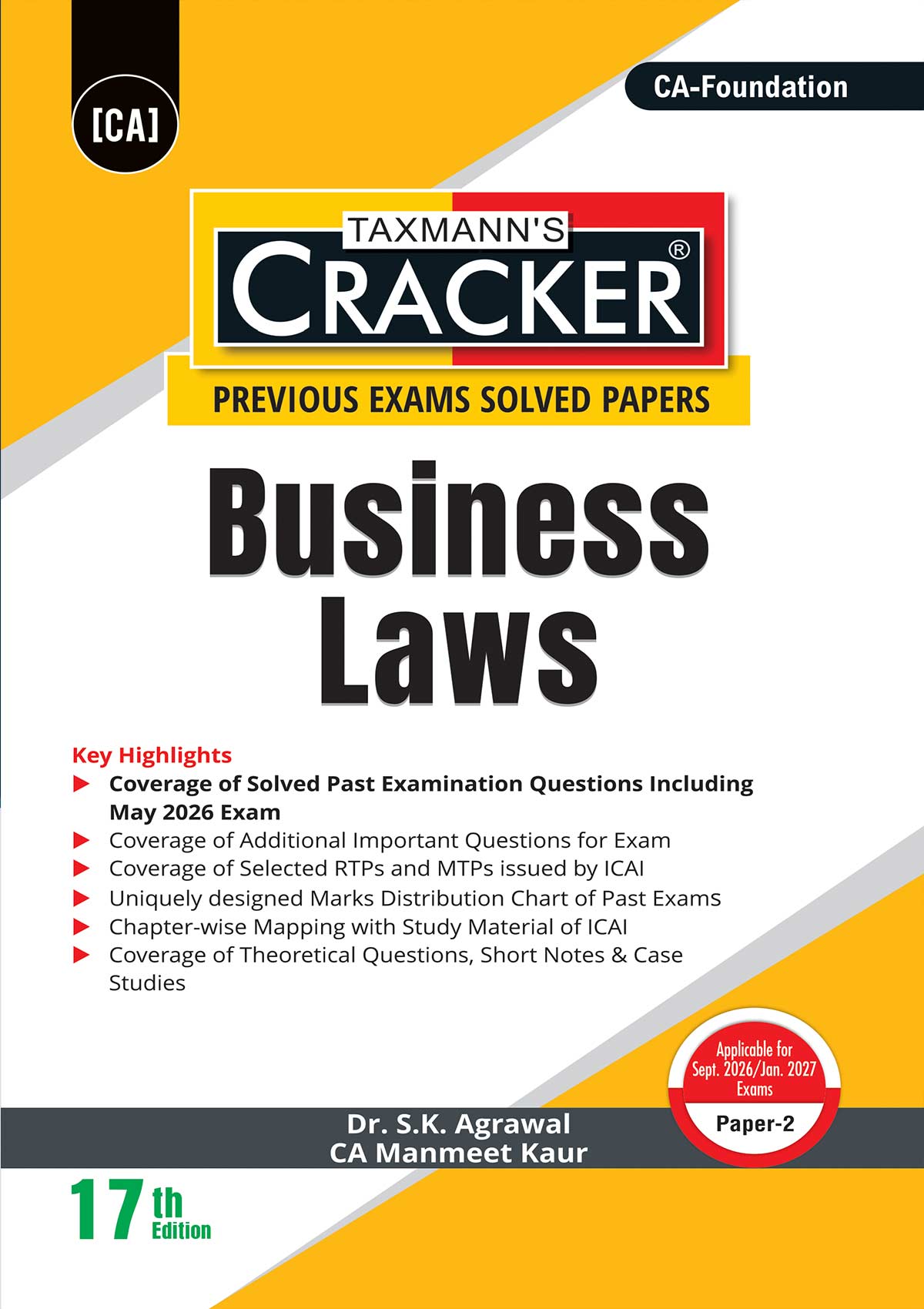 Taxmann Cracker Combo Papers 1 to 4 (Accounts, Law, Maths, LR & Stats, and Economics) Set of 4 Books for CA Foundation