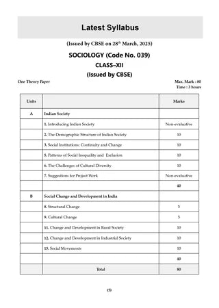 CBSE 15 Sample Question Papers Class 12 Sociology (for Board Exam) Book By Oswaal
