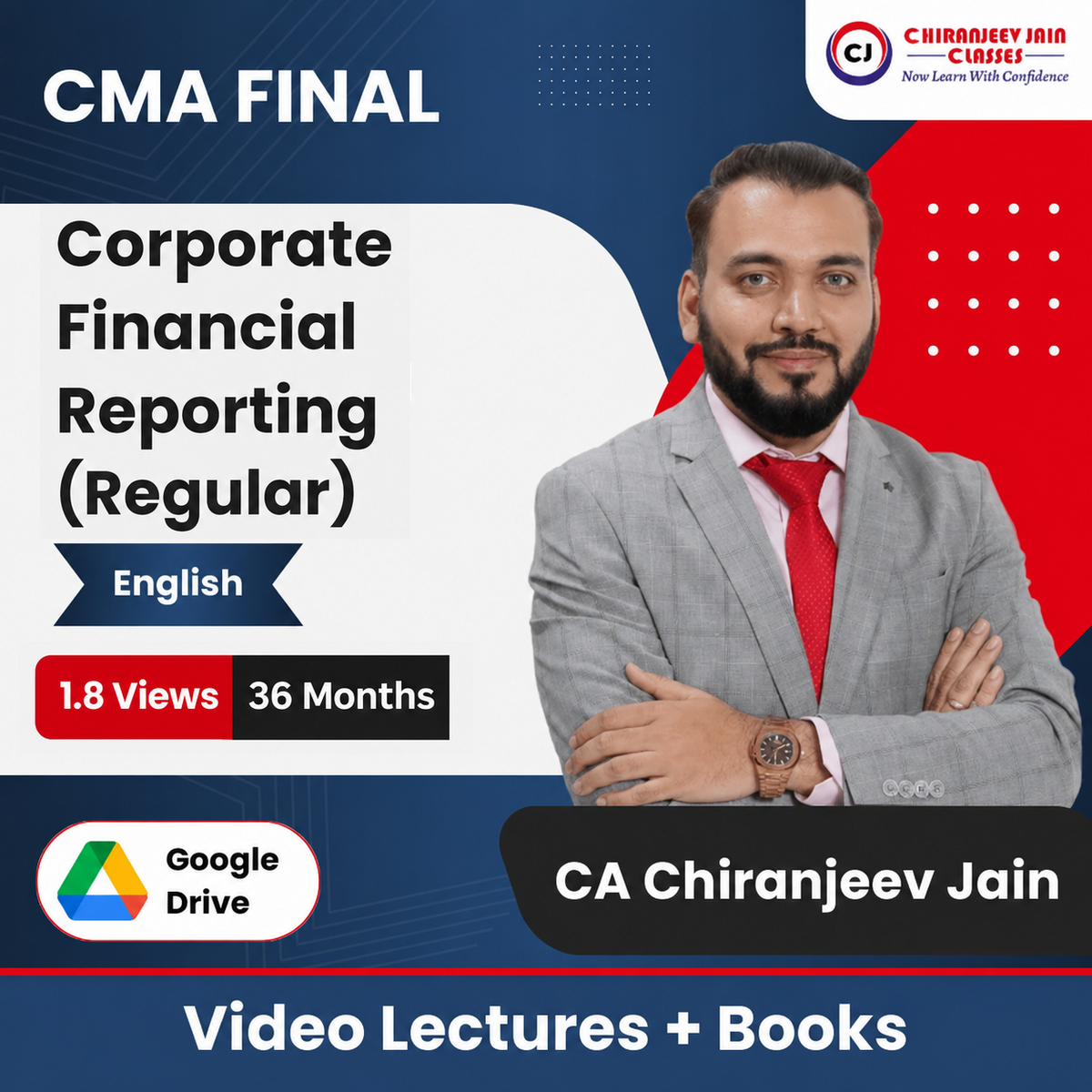 CMA Final Corporate Financial Reporting (Regular) Video Lectures in English by CA Chiranjeev Jain (Google Drive + Books, 36 Months, 1.8 Views)