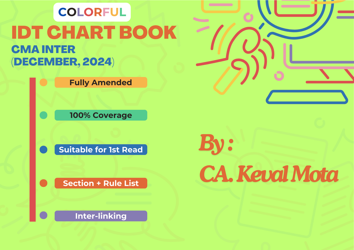 CMA Inter (2022 Syllabus) Indirect Tax Laws Chart Book by CA Keval Mota
