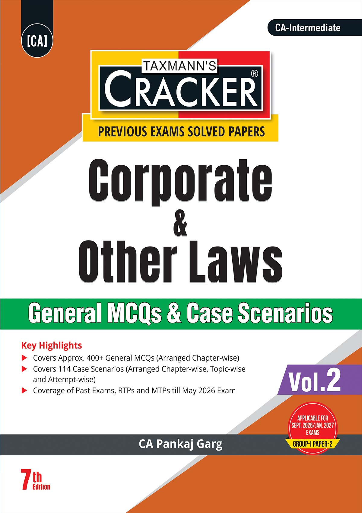 Taxmann Cracker Combo Papers 1 to 3 (Advanced Accounts, Law, and Tax) Set of 3 Books for CA Inter