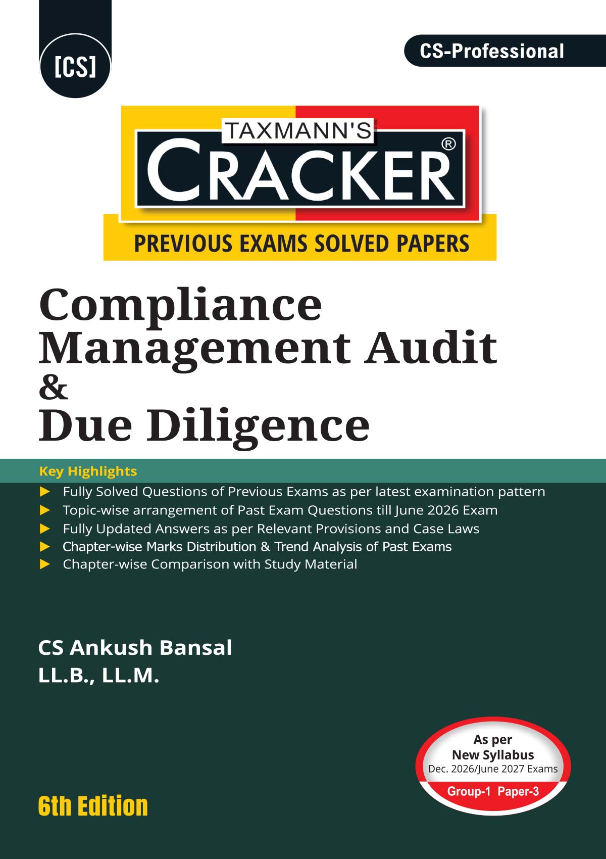 Taxmann Cracker Combo - Papers 1 to 3 CRACKER Series ESG, Drafting/DPA, and CMADD/Due Diligence (Set of 3 Books) for CS Professional by Ankush Bansal