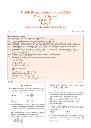 CBSE Question Bank for Class 12 - Physics Book - Chapterwise and Topicwise Solved Papers For 2027 Exam By Oswaal Books