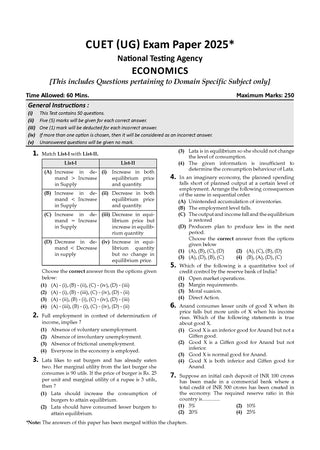 NTA CUET (UG) Question Bank - Economics Book By Oswaal Books