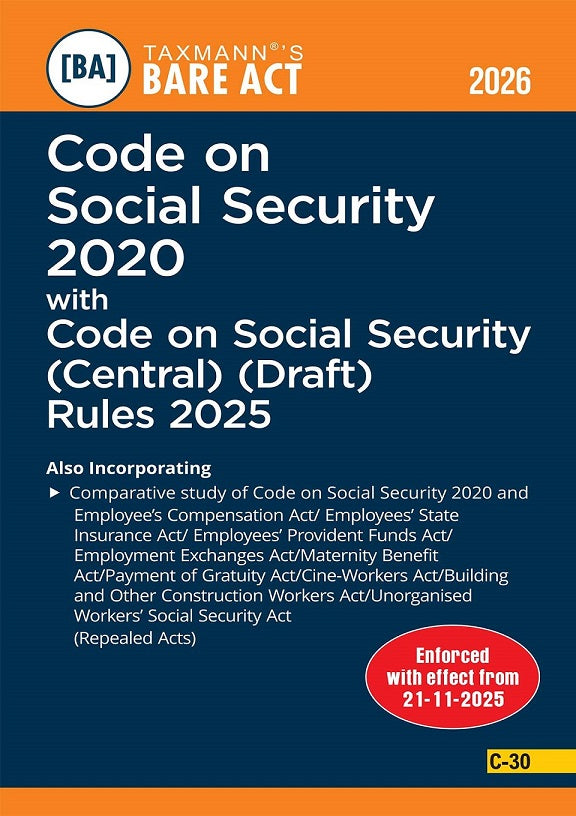 Labour Codes of India with Central Draft Rules COMBO (Bare Acts with Comparative Study) - Code on Wages, IR Code, Code on Social Security, OSHWC Code (Set of 4 Books) By Taxmann