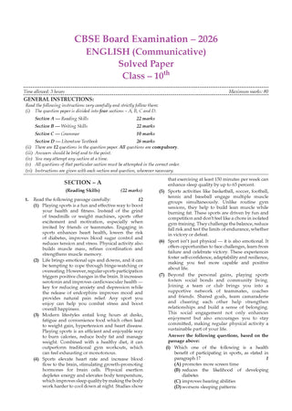 CBSE Question Bank for Class 10 English Communicative, Chapter-wise and Topic-wise - Solved Papers (2017-2026) For 2027 Exam By Oswaal Books
