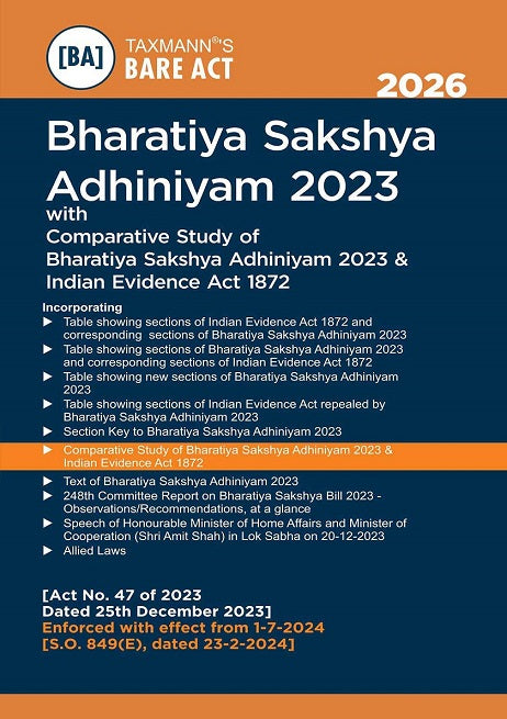 Bharatiya Criminal Laws - Bare Acts COMBO (BNS, BNSS, BSA) - Presenting the Complete Updated Texts with Comparative Tools, Legislative Aids (Set of 3 Books) By Taxmann