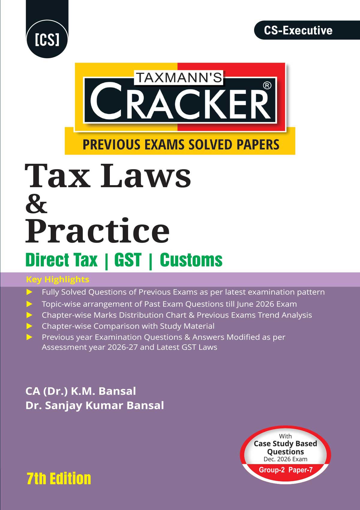 Taxmann Cracker Combo Papers 5 to 7 (CMSL, EC & IPL, & Tax) Set of 3 Books for CS Executive