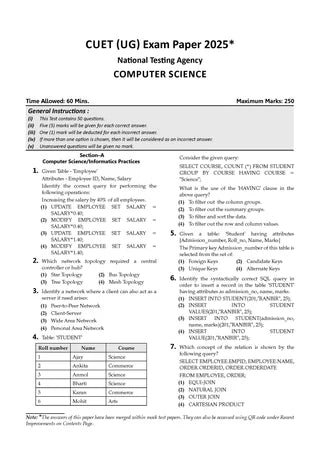 NTA CUET (UG) Mock Test Papers - Computer Science By Oswaal Books