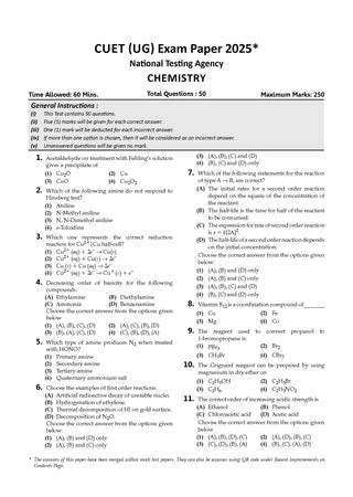 NTA CUET (UG) Mock Test Papers - Chemistry By Oswaal Books