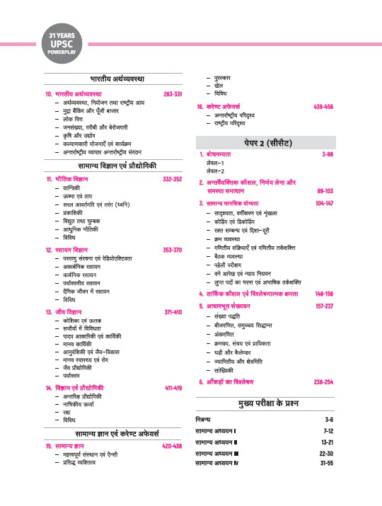 Arihant's 31 Years UPSC (IAS & State PCS) Powerplay Pre Exam Solved Papers (2025 - 1995) GS (Paper 1) and CSAT (Paper 2) - Hindi Medium