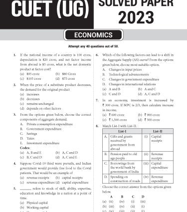 NTA CUET (UG) Chapter wise Question Bank Economics By MTG Learning