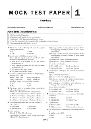 NTA CUET (UG) Mock Test Papers - Chemistry By Oswaal Books