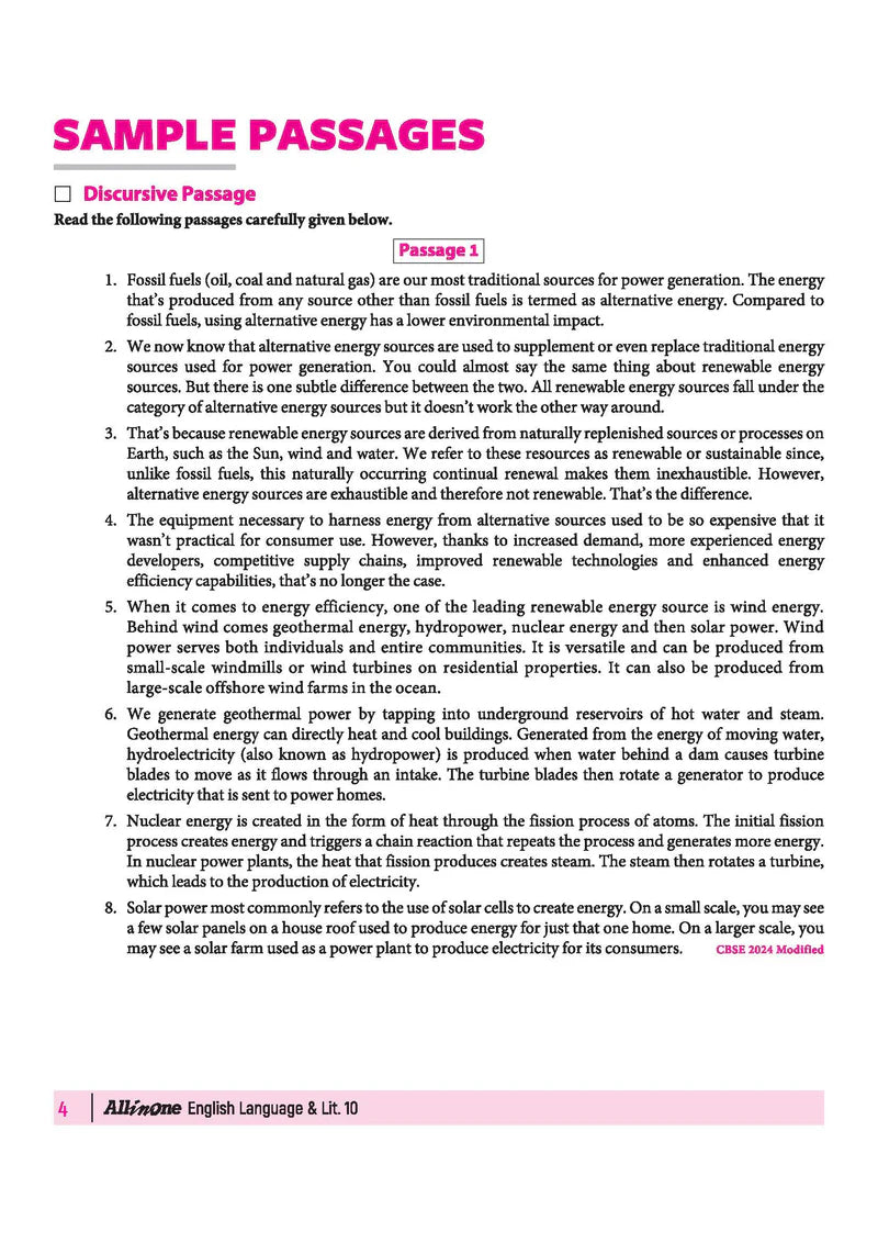 All in One English Language & Literature Class 10 for CBSE Exam - Book By Arihant Publication