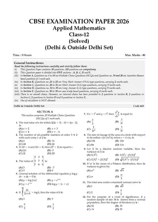CBSE Question Bank for Class 12 - Applied Mathematics Book - Chapterwise and Topicwise Solved Papers For 2027 Exam By Oswaal Books