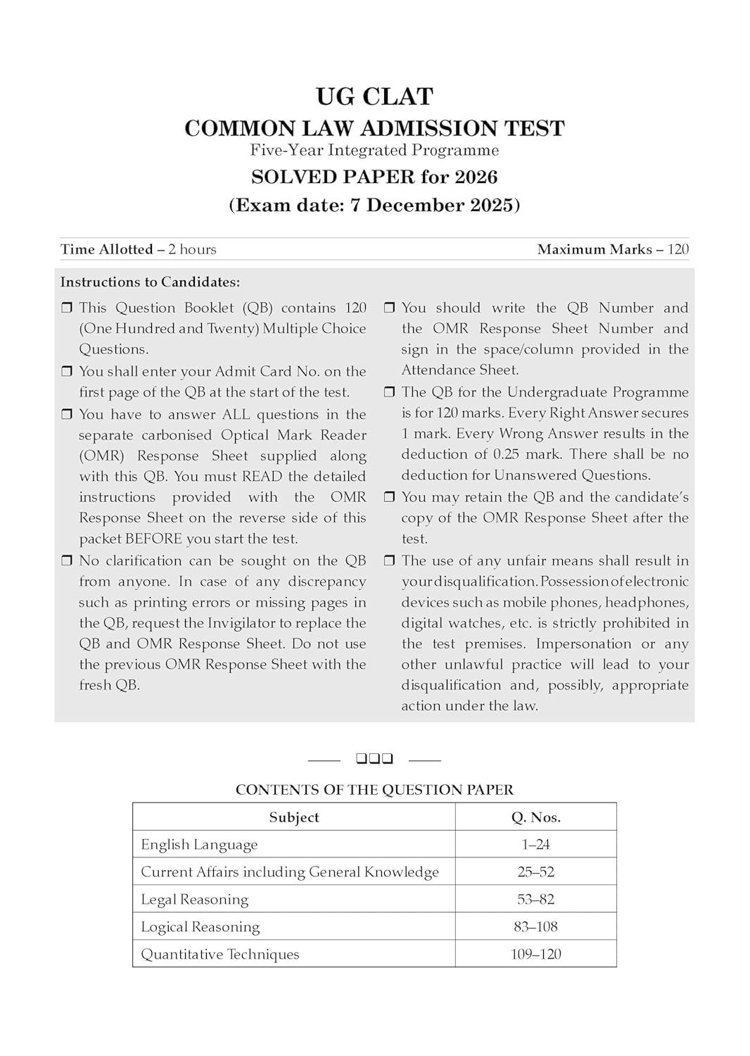 CLAT (UG) 10 Mock Test Papers - Book by Oswaal Books
