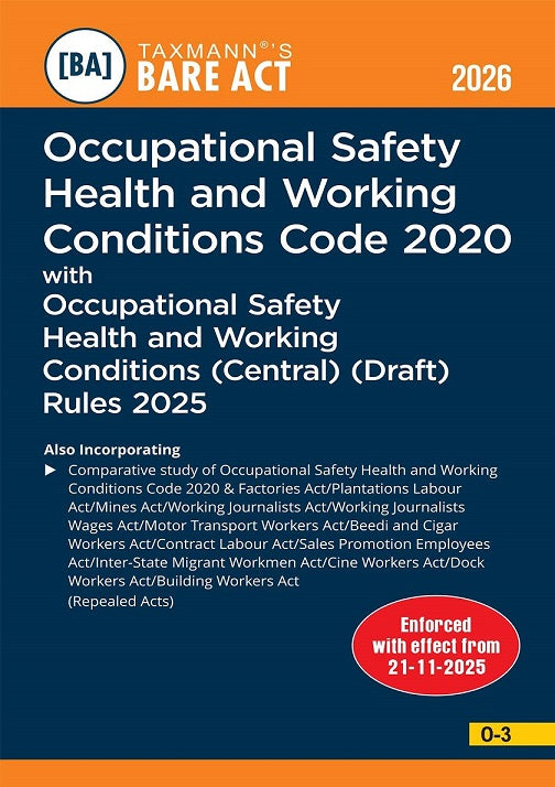 Labour Codes of India with Central Draft Rules COMBO (Bare Acts with Comparative Study) - Code on Wages, IR Code, Code on Social Security, OSHWC Code (Set of 4 Books) By Taxmann