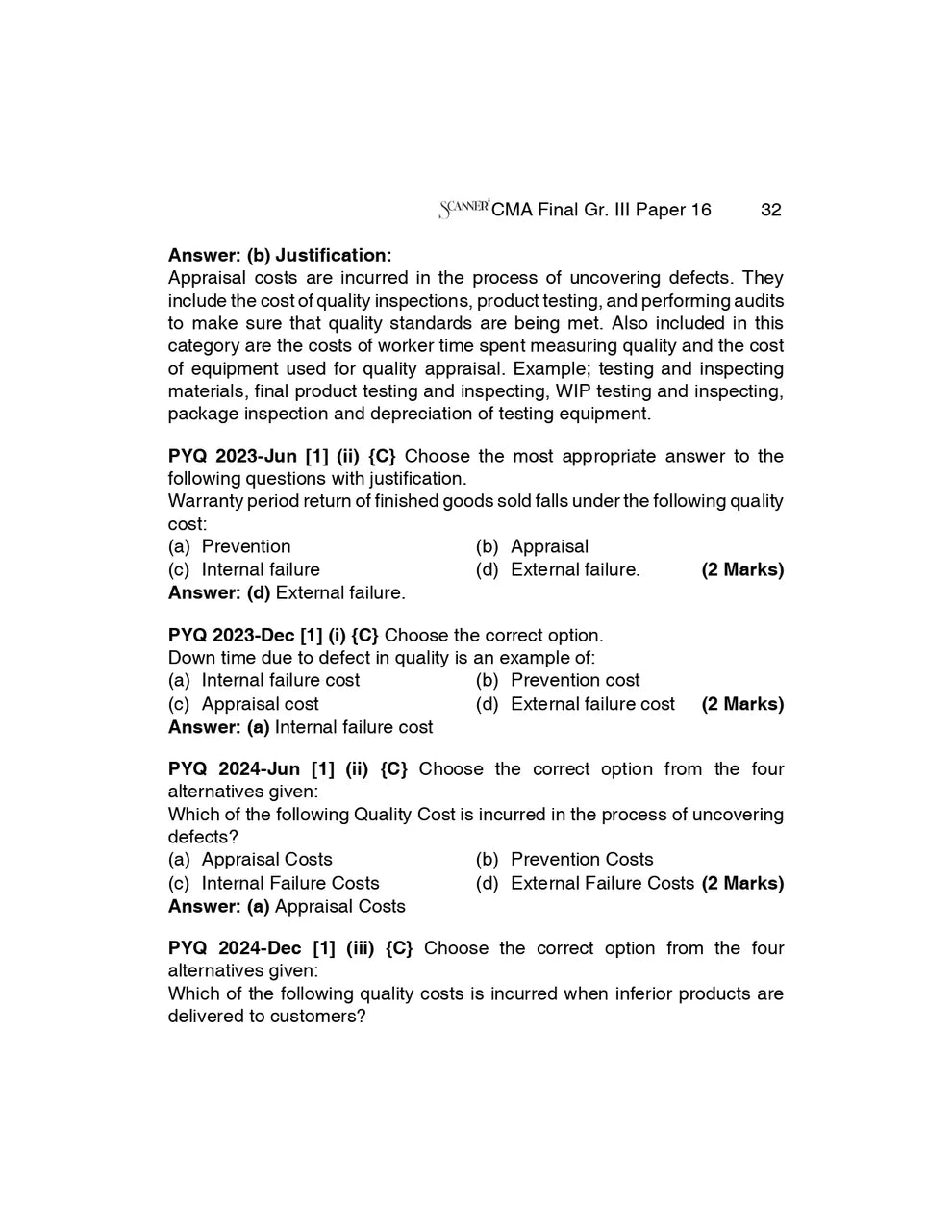 Shuchita Scanner Combo CMA Final Group 3 Paper (13 to 16) Green Edition
