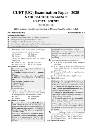 NTA CUET (UG) Question Bank - Political Science Book By Oswaal Books