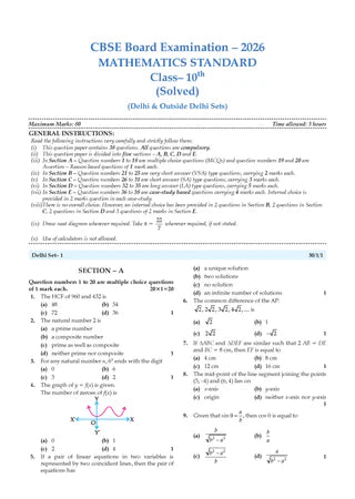 CBSE Question Bank for Class 10 Mathematics (Standard), Chapter-wise and Topic-wise - Solved Papers (2017-2026) For 2027 Exam By Oswaal Books