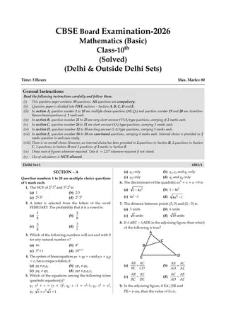 CBSE Question Bank for Class 10 Mathematics Basic, Chapter-wise and Topic-wise - Solved Papers (2017-2026) For 2027 Exam By Oswaal Books