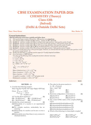 CBSE Question Bank for Class 12 - Chemistry Book - Chapterwise and Topicwise Solved Papers For 2027 Exam By Oswaal Books