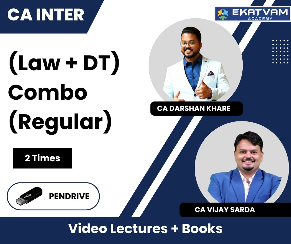 CA Inter (Law + DT) Combo (Regular) Video Lectures by CA Darshan Khare, CA Vijay Sarda (Pendrive, 2 Times)