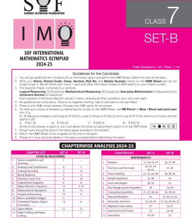 IMO Class-7 Olympiad Previous Years Papers (PYP) Mathematics with Sample OMR Sheet  - Book By MTG Learning