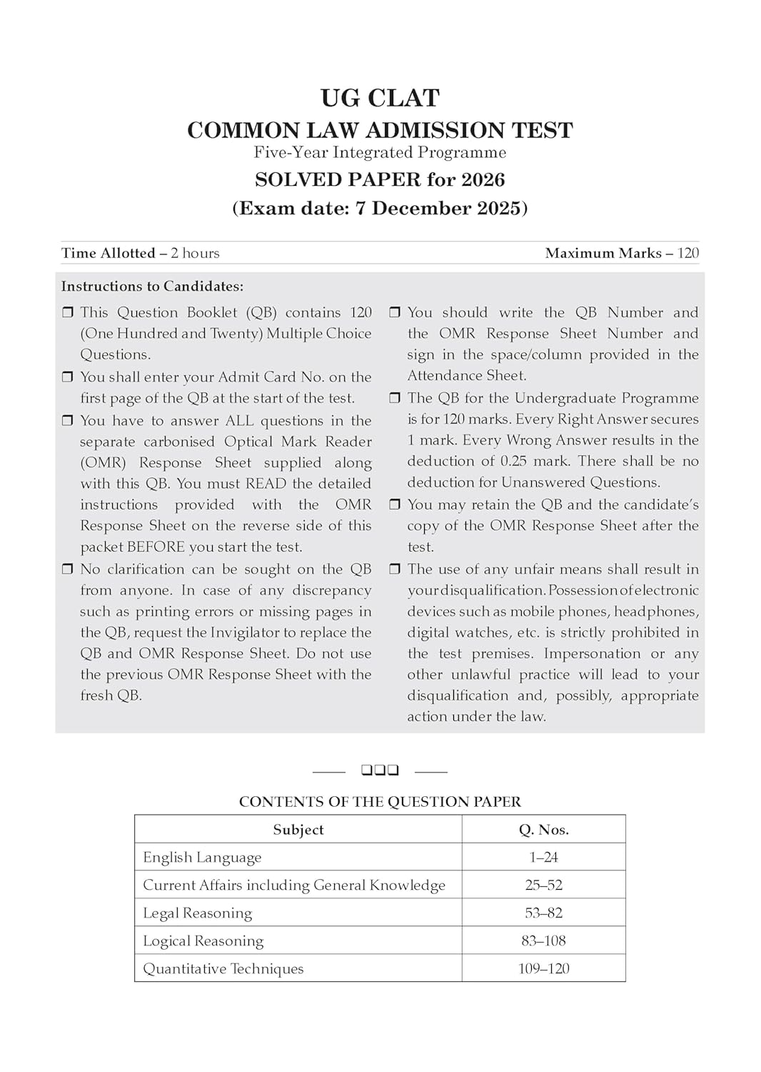 CLAT (UG) and AILET (Chapter-wise and Topic-wise) Solved Papers - Book by Oswaal Books