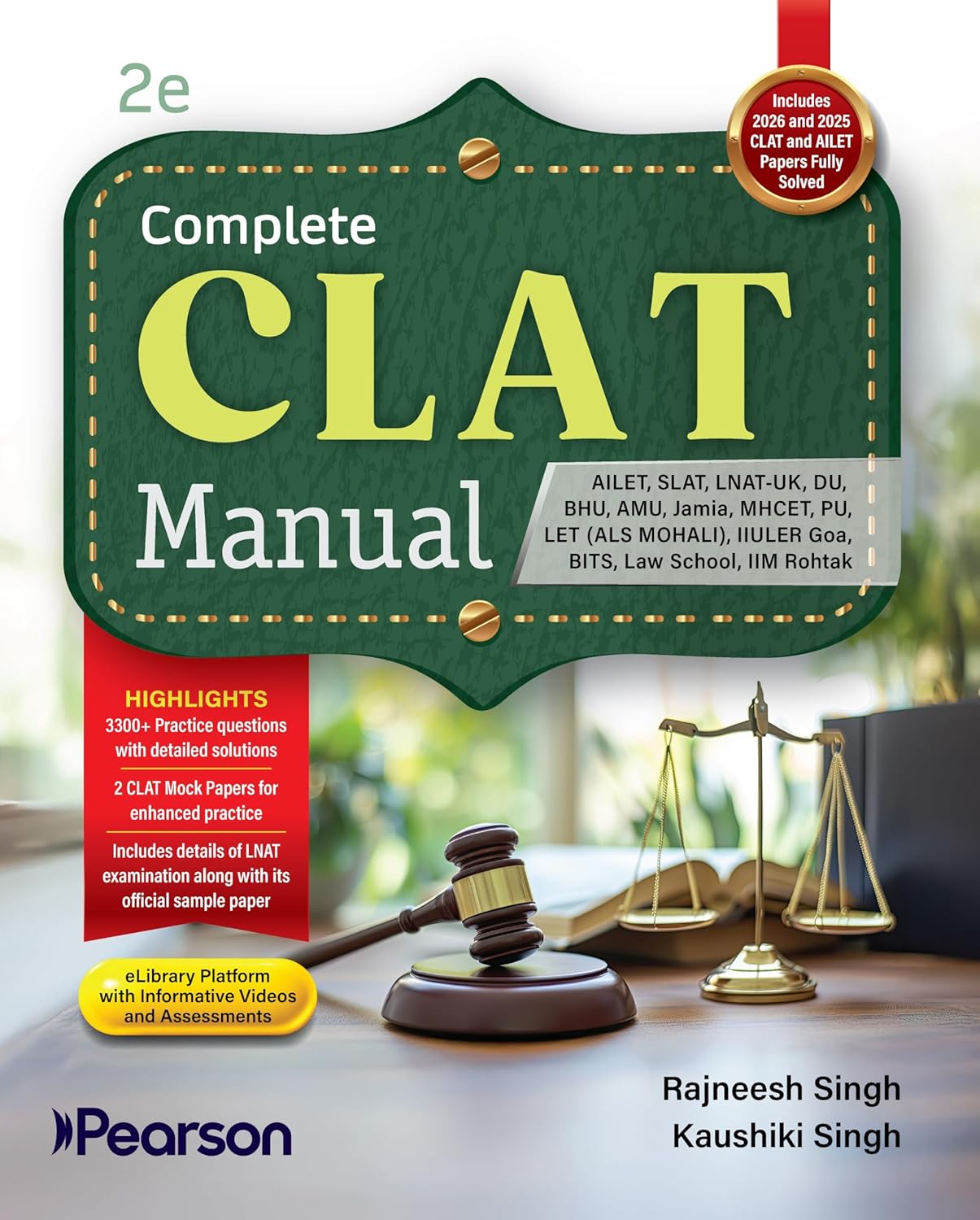 Complete CLAT Manual, Solved Papers CLAT & AILET, Legal Awareness & Reasoning and Legal Aptitude Workbook for CLAT - Books By Pearson
