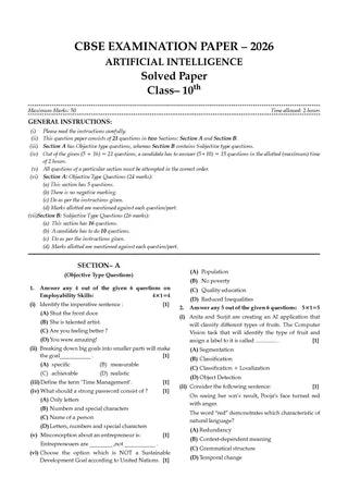 CBSE Question Bank for Class 10 Artificial Intelligence, Chapter-wise and Topic-wise - Solved Papers (2017-2026) For 2027 Exam By Oswaal Book