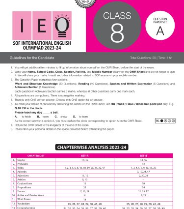 IEO Class-8 Olympiad Previous Years Papers (PYP) English with Sample OMR Sheet - Book By MTG Learning