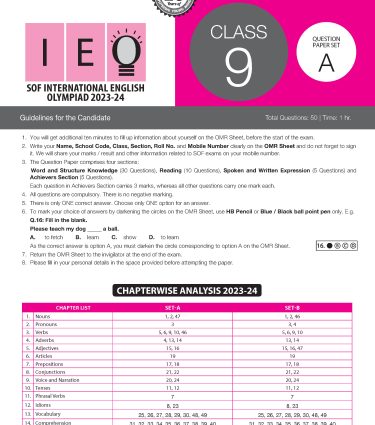IEO Class-9 Olympiad Previous Years Papers (PYP) English with Sample OMR Sheet - Book By MTG Learning