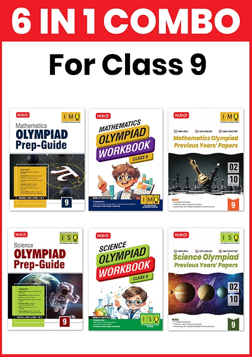 Class-9 (Mathematics and Science) IMO-ISO Olympiad Workbook, Prep-Guide and Previous Years Papers (PYQs) Books (6 IN 1 COMBO) By MTG Learning