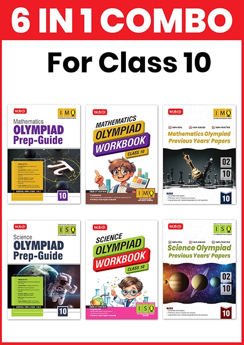 Class-10 (Mathematics and Science) IMO-ISO Olympiad Workbook, Prep-Guide and Previous Years Papers (PYQs) – Books (6 IN 1 COMBO) By MTG Learning