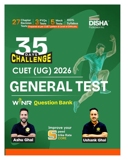 Disha 35 Days Challenge CUET (UG) 2026 General Test WINR Question Bank by Ashu Ghai & Ushank Ghai