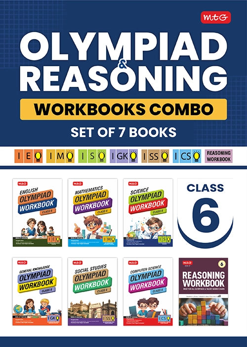 Class 6 ISO-IMO-IEO-ICSO-IGKO-ISSO Olympiad Workbook and Reasoning Book Combo (Set of 7 Books) By MTG Learning