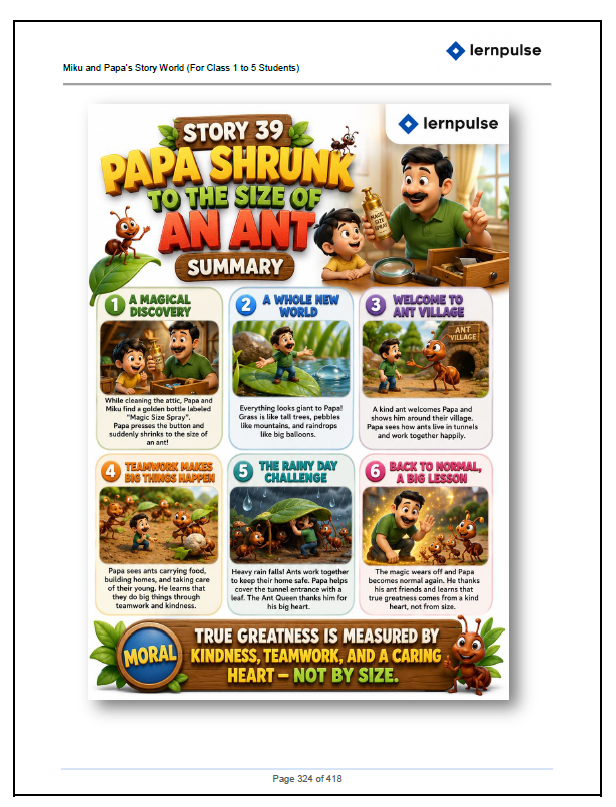 Miku and Papa's Story World (English & Hindi) For Class 1 to 5 Students (50 Bedtime Stories in English & Hindi for Kids Ages 6–11 | Magical Adventures, Moral Lessons, and Family Values) - Book By lernpulse