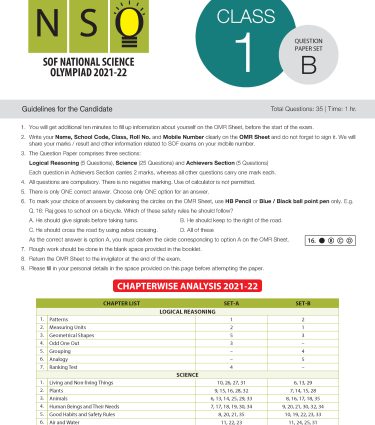NSO Class-1 Olympiad Previous Years Papers (PYP - Set A and B) Science Book by MTG Learning