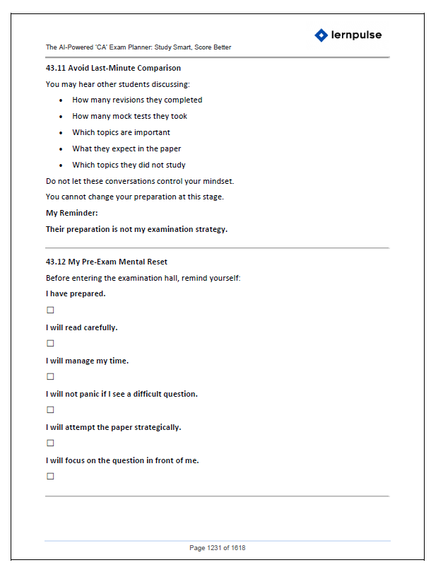 The AI-Powered ‘CA’ Exam Planner: Study Smart, Score Better - A Complete AI-Assisted Study Planner, Revision Tracker, Mock Test System & Performance Dashboard for CA Students - Book By LernPulse