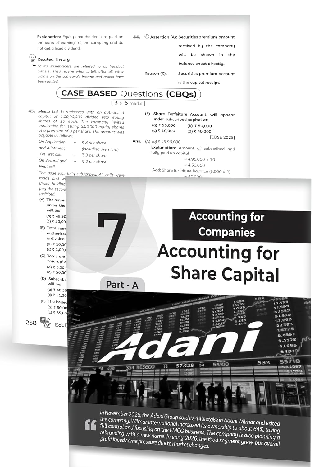 Educart's CBSE Class 12 Accountancy Question Bank (Chapter-wise PYQs, MCQs, Case-Based Qs & Notes) Book