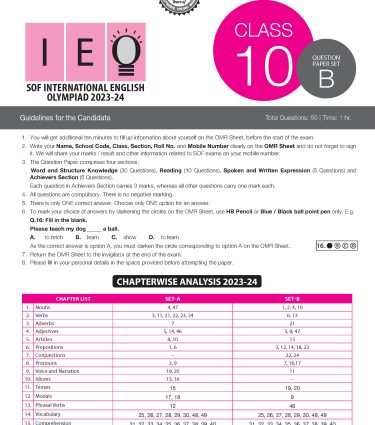 IEO Class-10 Olympiad Previous Years Papers (PYP - Set A and B) English with Sample OMR Sheet By MTG Learning