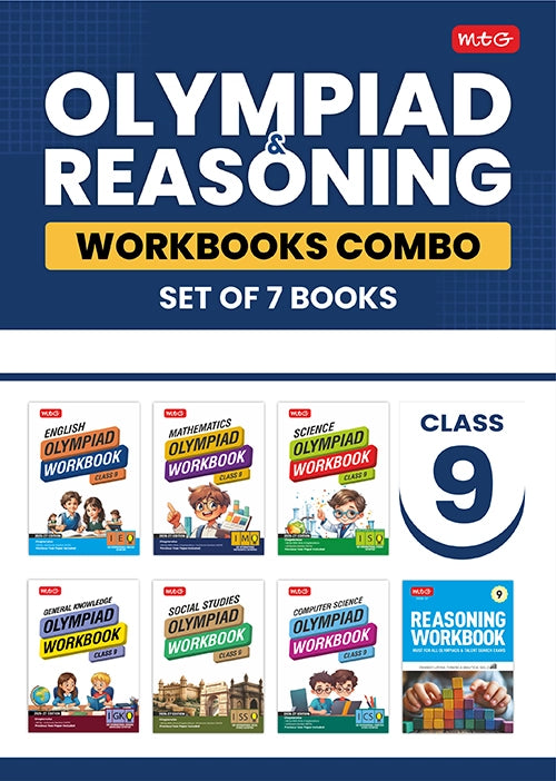 Class 9 ISO-IMO-IEO-ICSO-IGKO-ISSO Olympiad Workbook and Reasoning Book Combo (Set of 7 Books) By MTG Learning