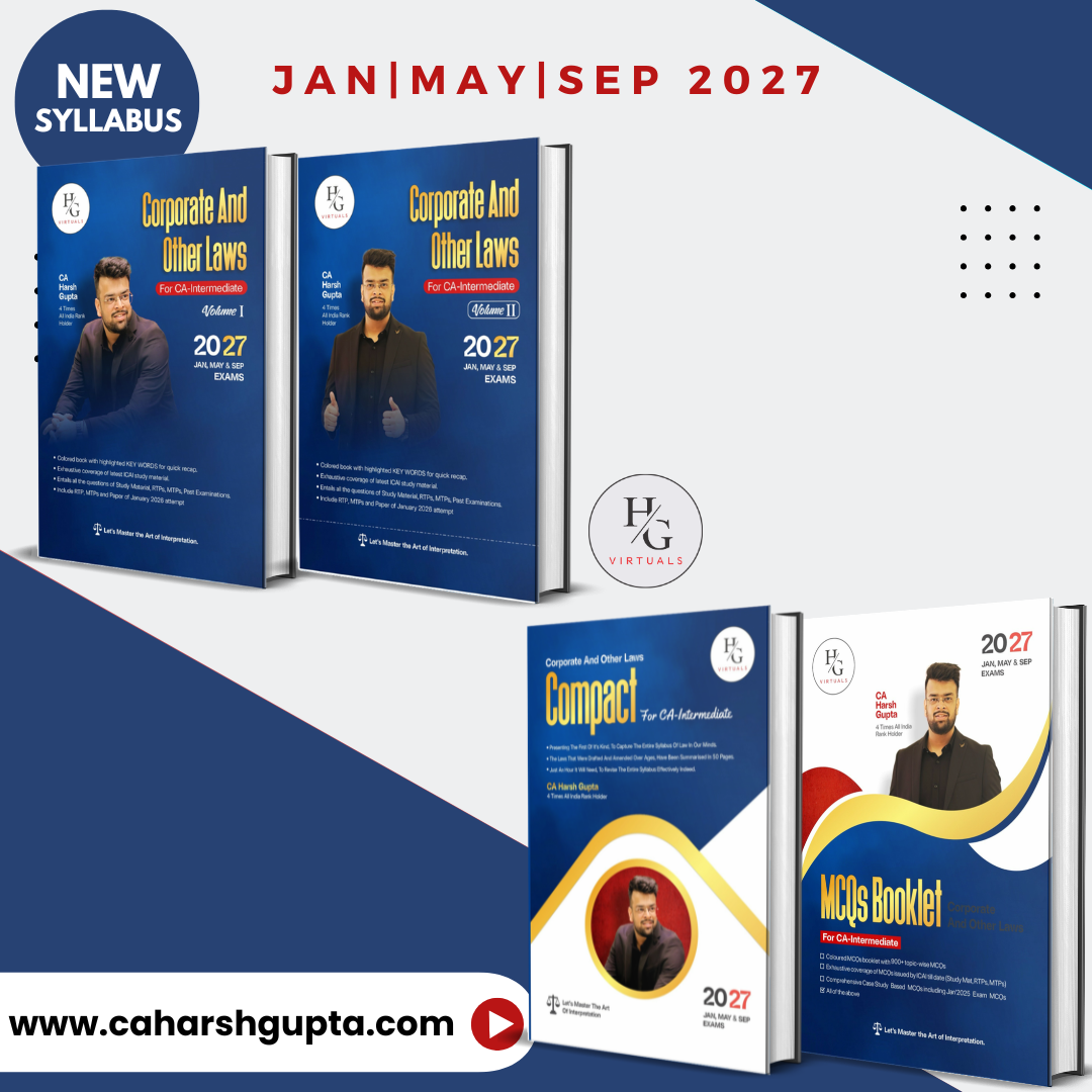 CA Inter Corporate and Other Laws Set of 4 books (Vol (1 & II) + Compact + MCQ) by CA Harsh Gupta